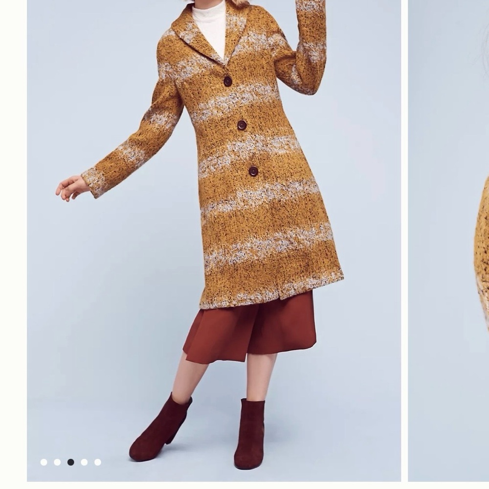 Anthropologie Tabitha Harvest Sweater Coat Mustard Yellow Wool